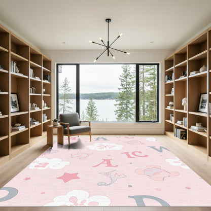 Pale Pink Alphabet Cloud Whimsy Rug