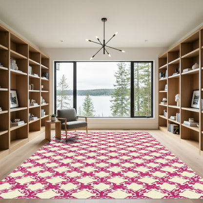 Crimson Abstract Interlocking Floral Rug