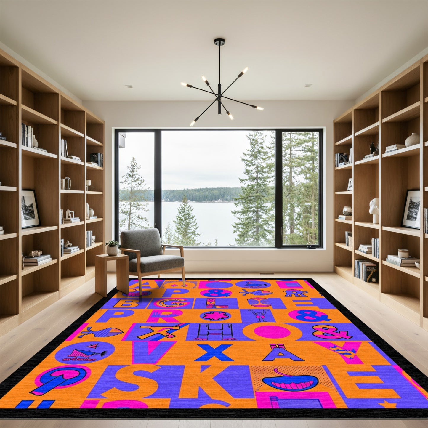 Whimsical Alphabet Fish Graphics Rug