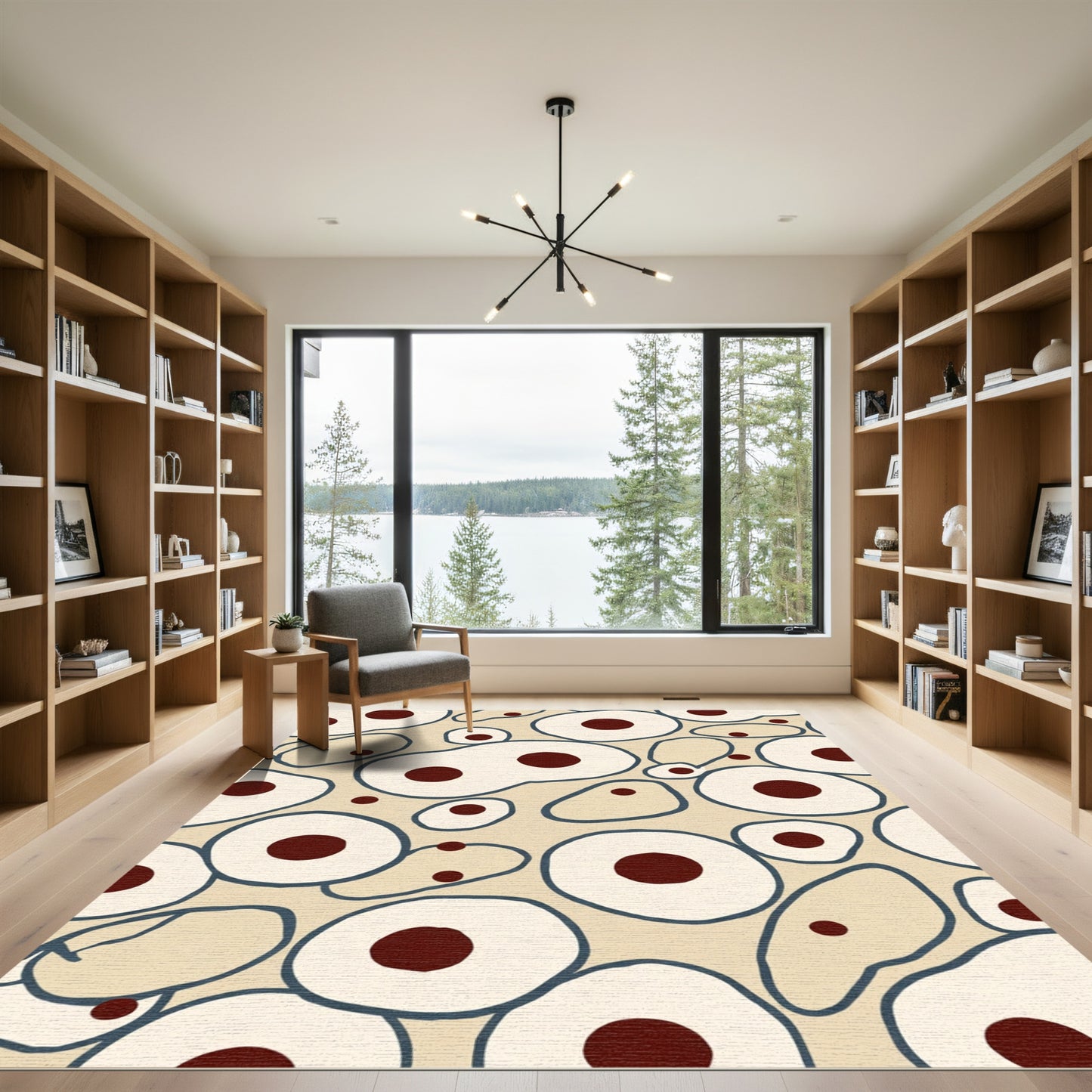 Cream Abstract Cell Clusters Rug
