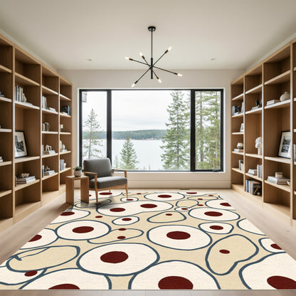 Cream Abstract Cell Clusters Rug