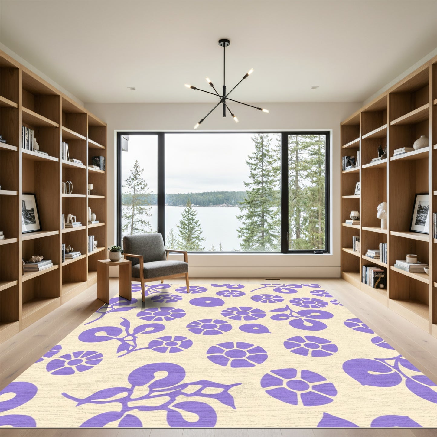 Delicate Lavender Floral Clusters Rug
