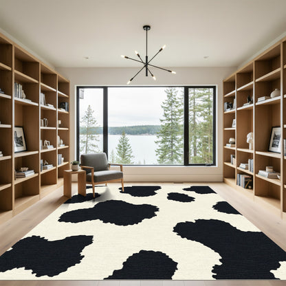 Bold Black White Cow Spot Rug