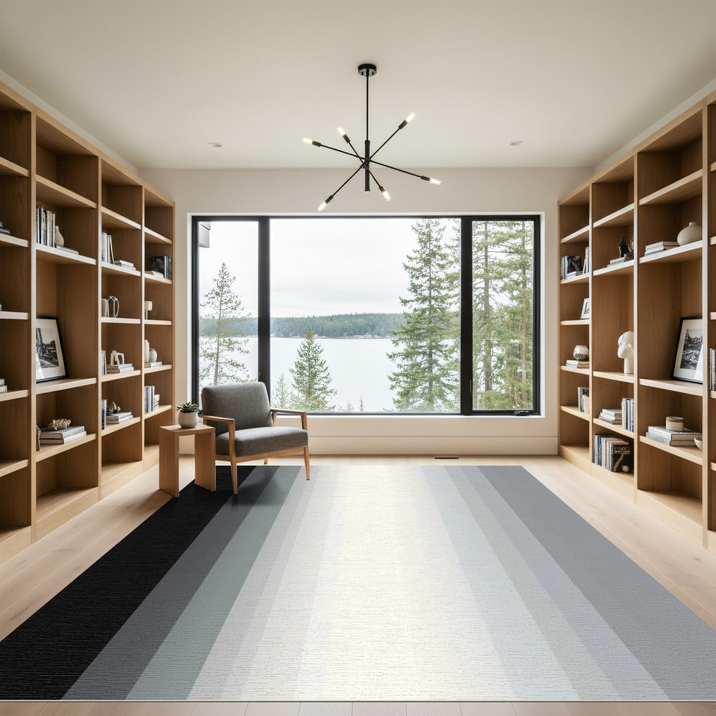 Monochrome Gradient Vertical Stripe Rug