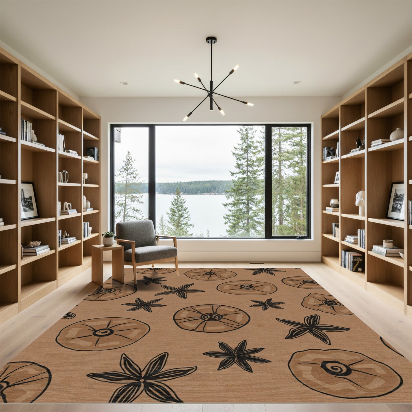 Brown Star Anise Spices Pattern Rug
