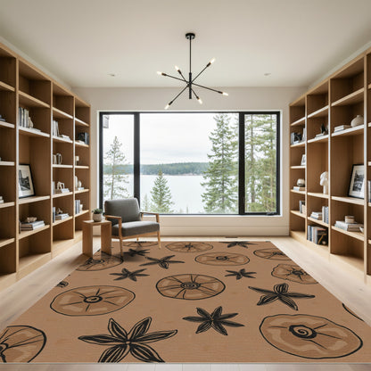 Brown Star Anise Spices Pattern Rug