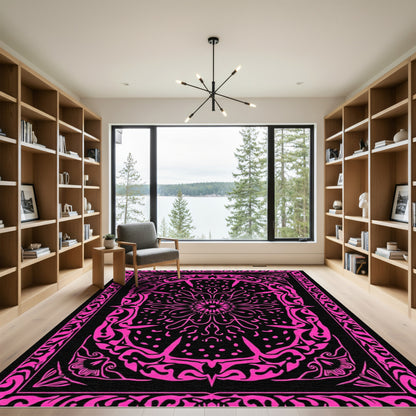 Hot Pink Starburst Mandala Rug
