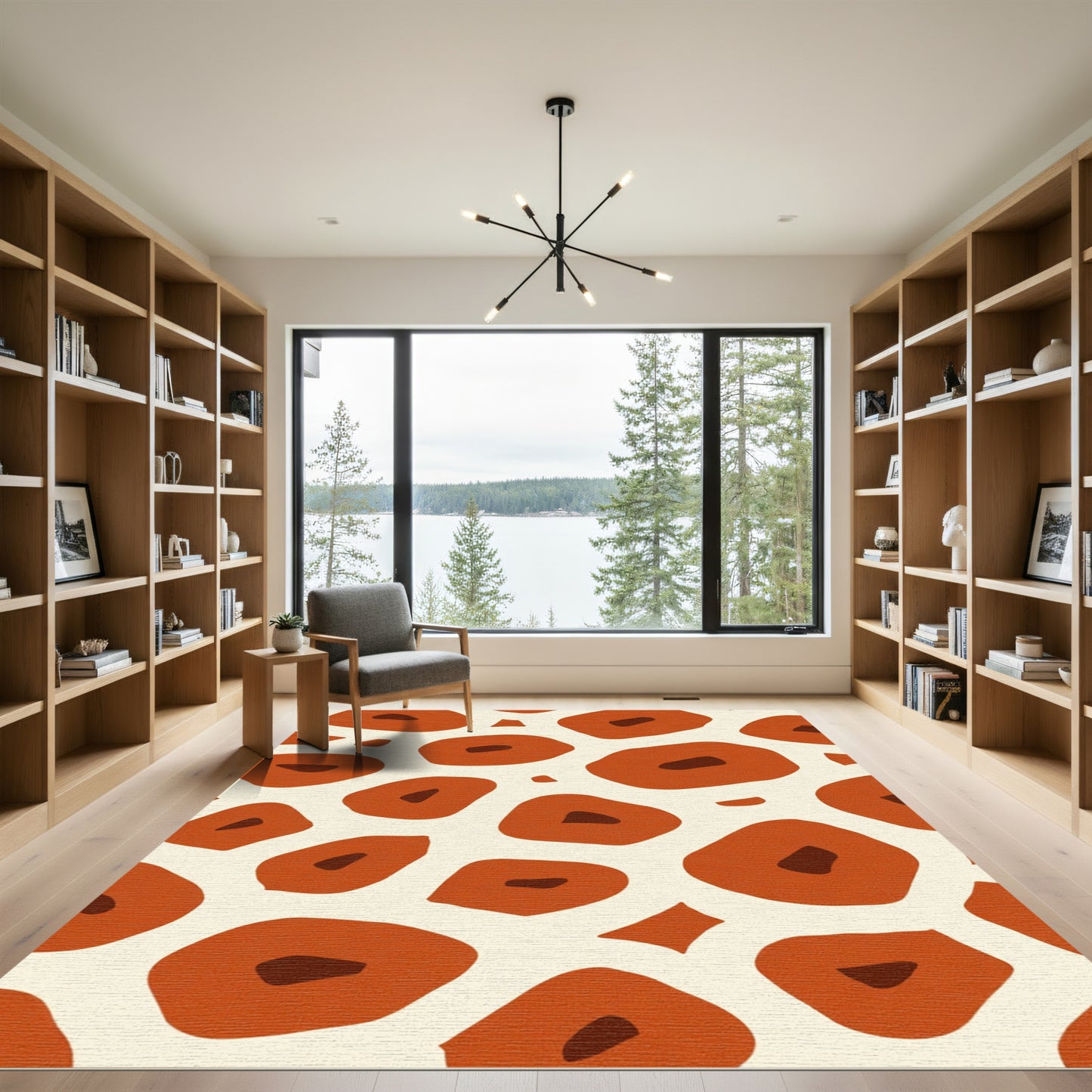 Orange Brown Animal Spot Rug