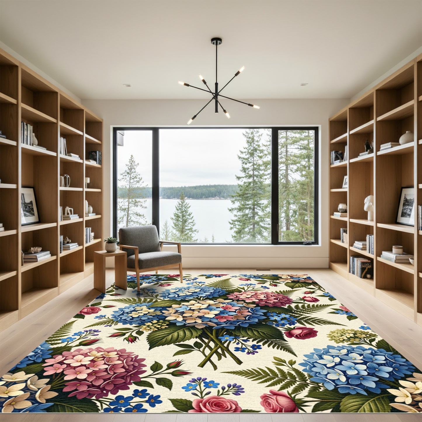 Hydrangea Bouquet Floral Botanical Garden Rug