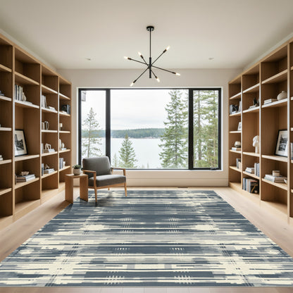 Distorted Striped Monochrome Abstract Rug
