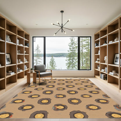 Brown and Orange Spotted Abstract Rug