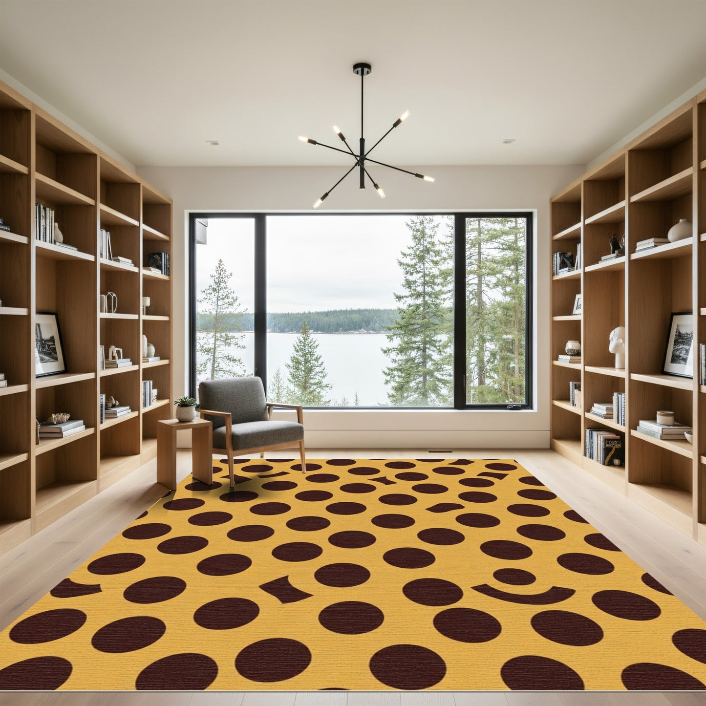 Golden Brown Polka Dot Discs Rug