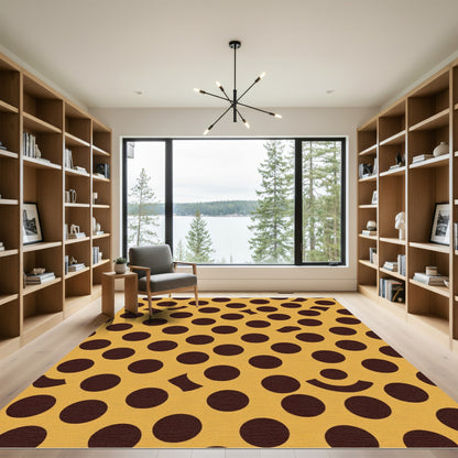 Golden Brown Polka Dot Discs Rug
