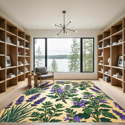 Purple Lavender Botanical All Over Rug