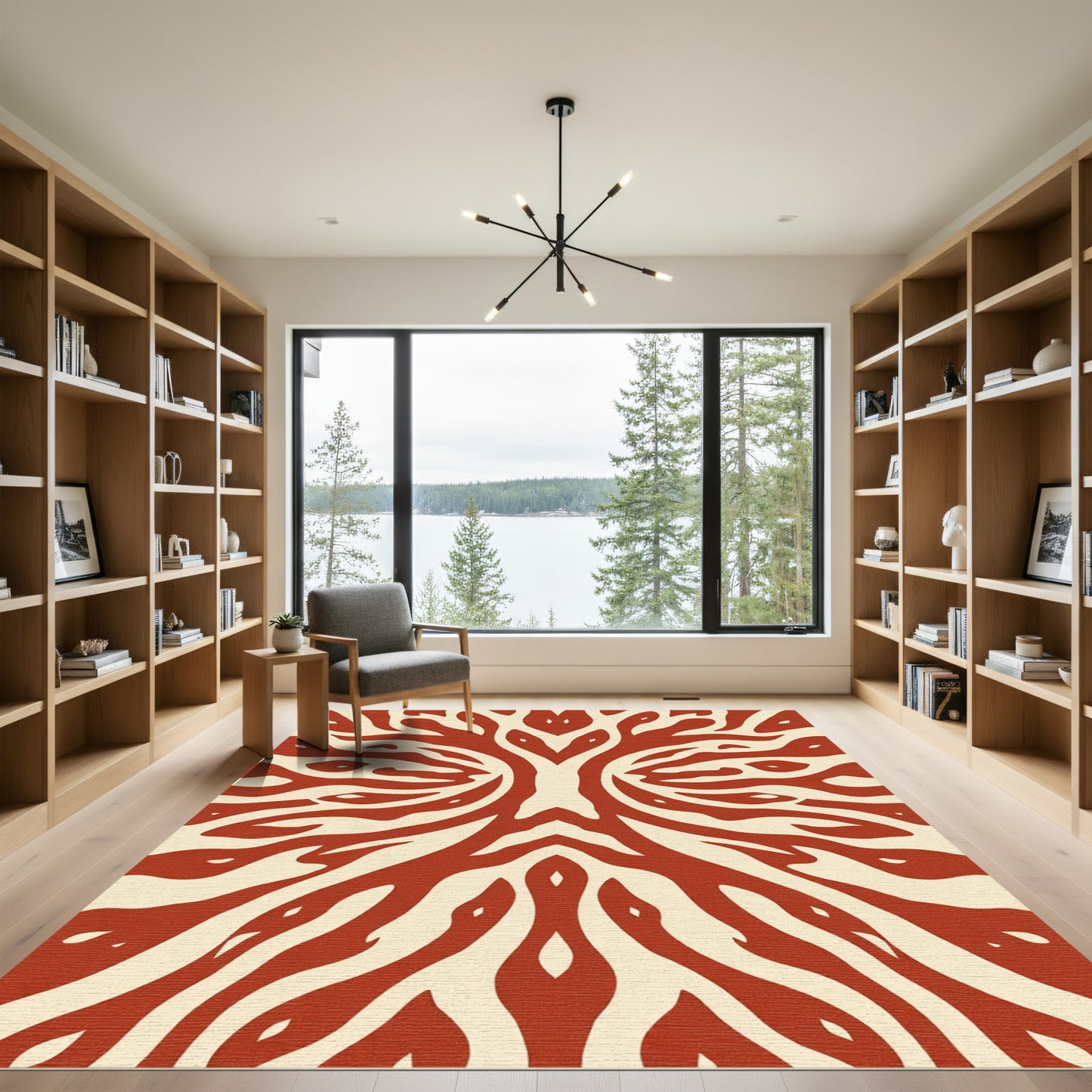 Crimson Organic Symmetrical Swirl Rug