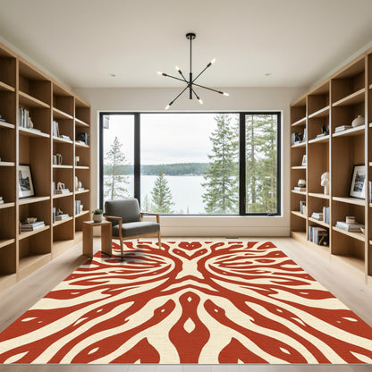 Crimson Organic Symmetrical Swirl Rug
