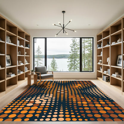 Golden Amber Polka Dot Abstract Art Rug