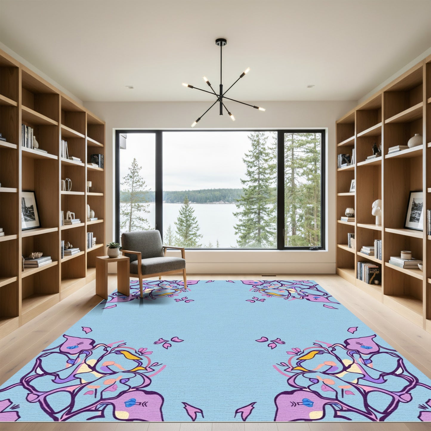 Soft Lavender Abstract Floral Bloom Rug