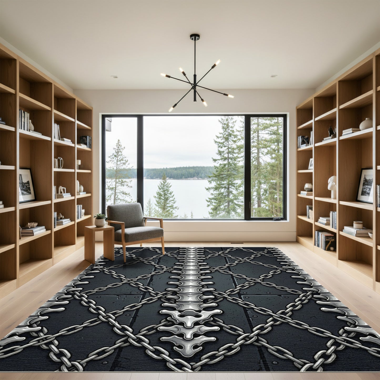 Industrial Metal Chain Vertebrae Skeleton Rug
