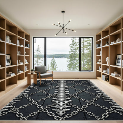 Industrial Metal Chain Vertebrae Skeleton Rug