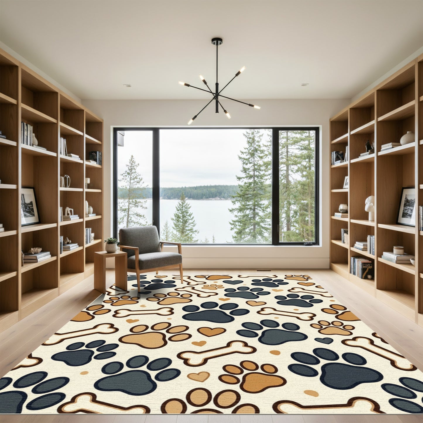 Playful Paw and Bone Cream Rug
