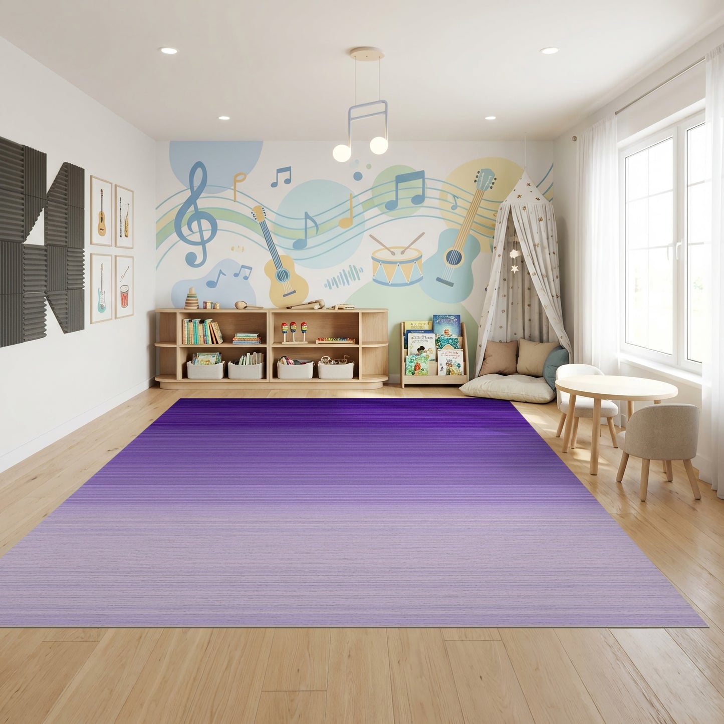 Deep Purple Lavender Ombre Striped Rug