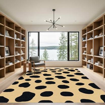 Tan Black Spotty Animal Print Rug