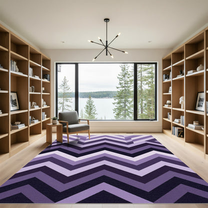 Purple Chevron Gradient Pattern Rug