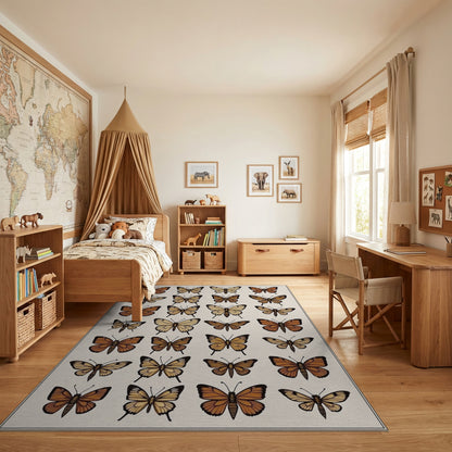Warm Tones Butterfly Pattern Rug