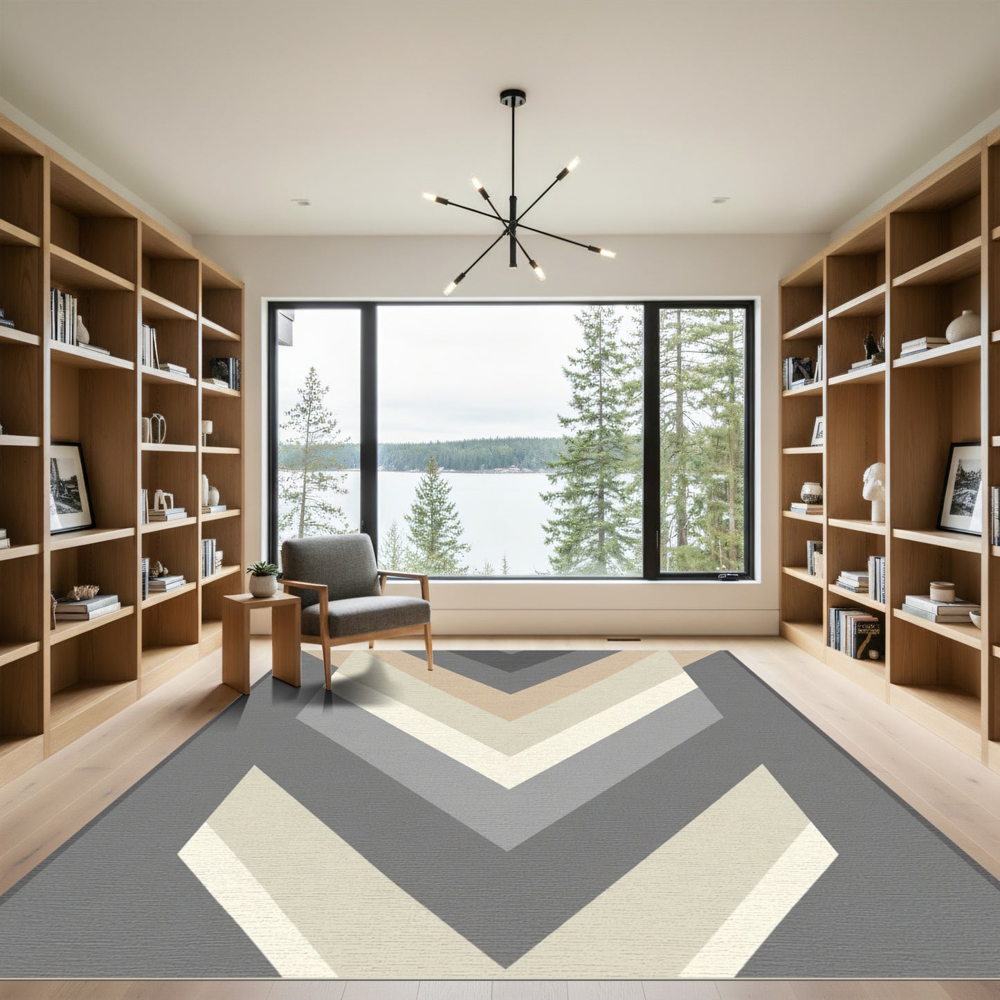 Chevron Stripes Neutral Tone Area Rug