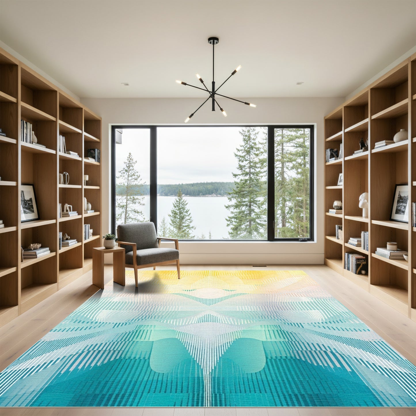 Ombre Yellow Teal Wave Layers Rug
