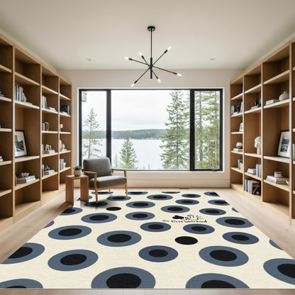 Cream Navy Polka Dot Bubbles Rug