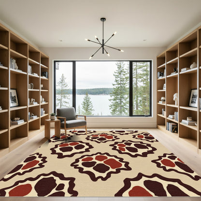 Abstract Tribal Red Brown Organic Rug