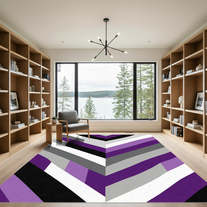 Modern Purple White Chevron Stripes Rug