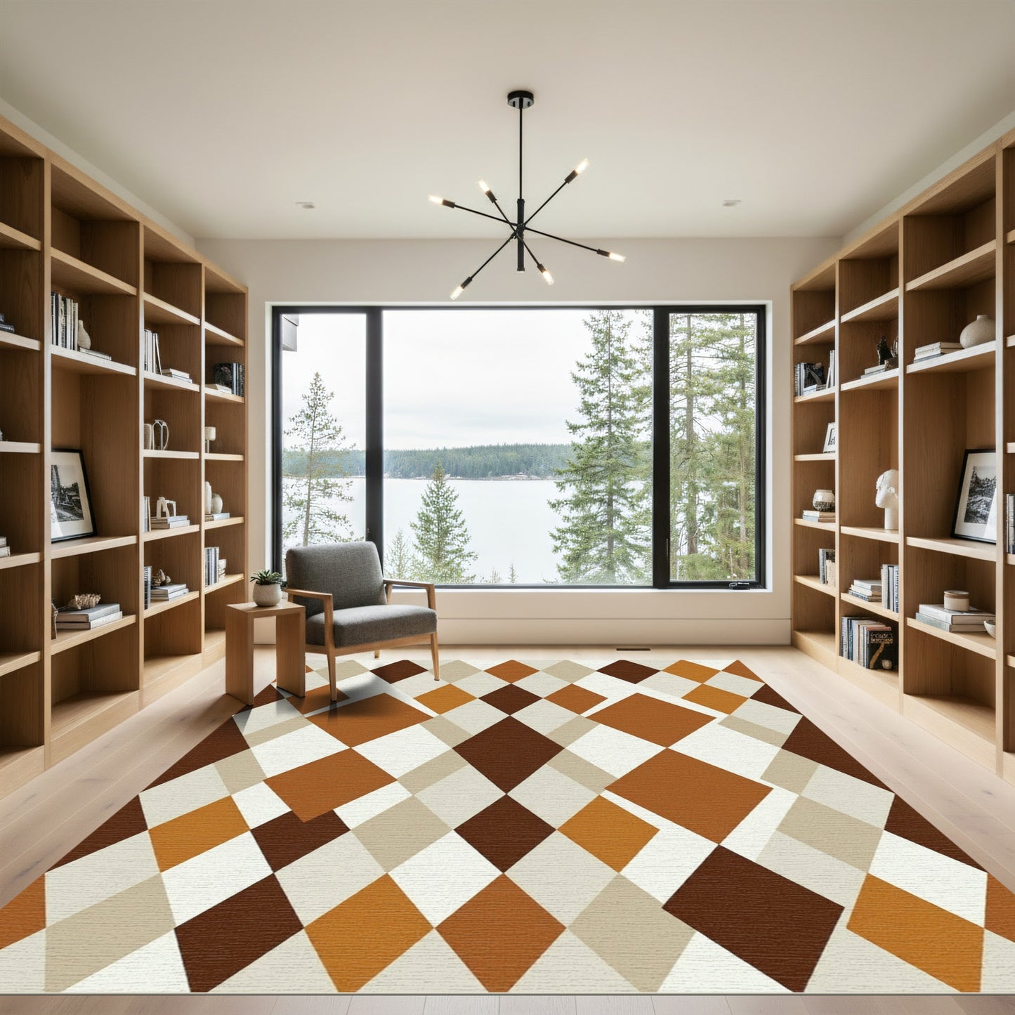 Midcentury Earth Tone Argyle Geometric Rug