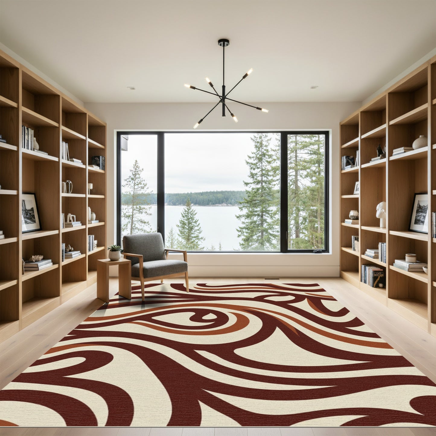 Retro Chocolate Cream Swirls Rug