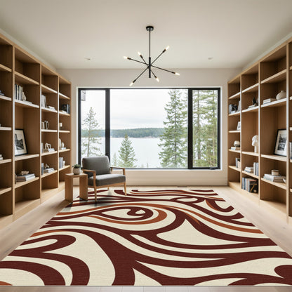 Retro Chocolate Cream Swirls Rug