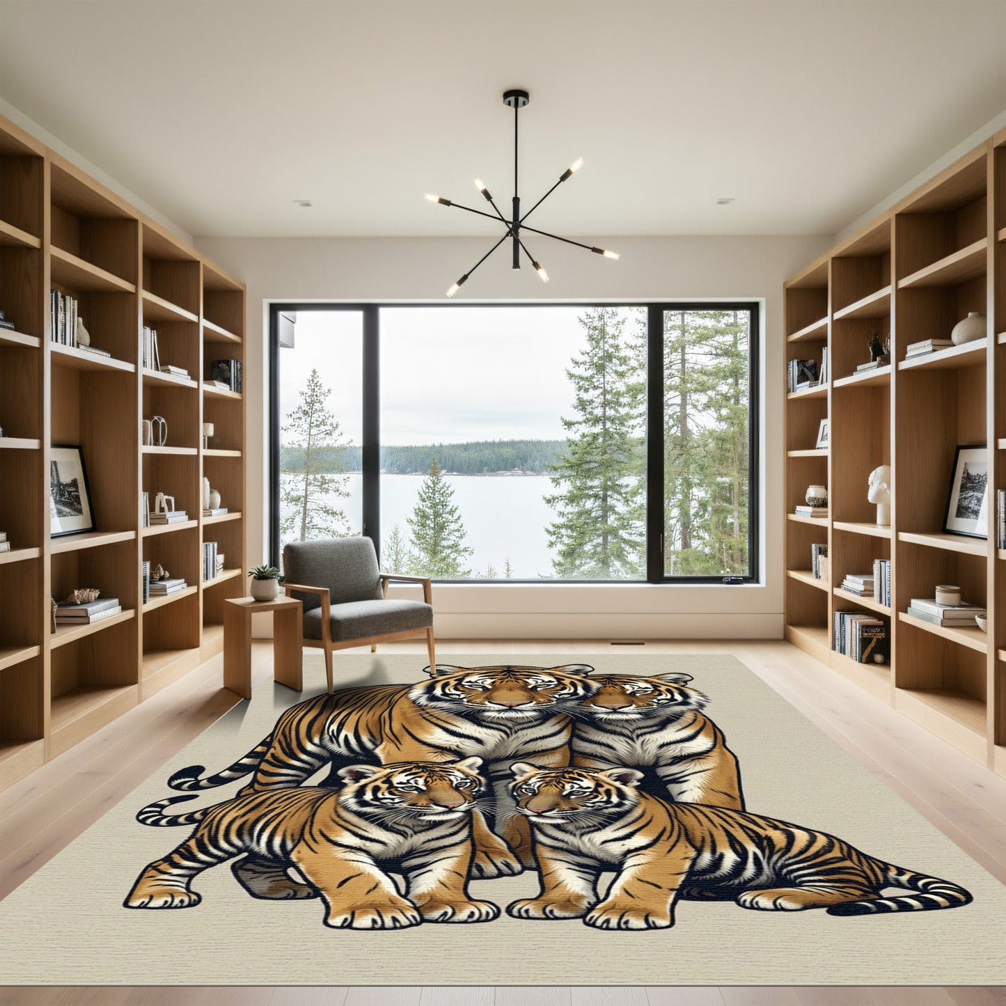 Majestic Tiger Family Portrait Rug