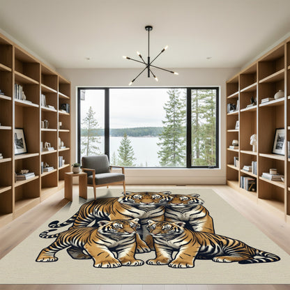 Majestic Tiger Family Portrait Rug