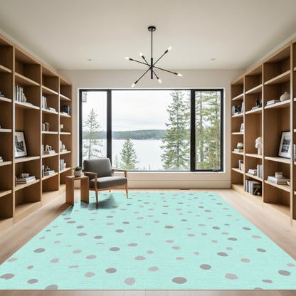Aqua Gray Polka Dot Scattered Rug