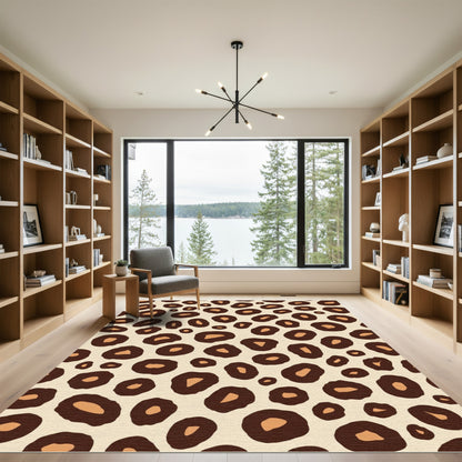 Brown Cream Leopard Spots Rug