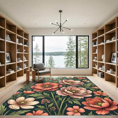 Vintage Peach Blossom Botanical Garden Rug