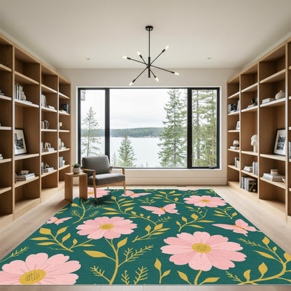Pink Blossom Butterfly Garden Rug