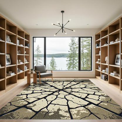 Cracked Stone Fragment Radial Rug
