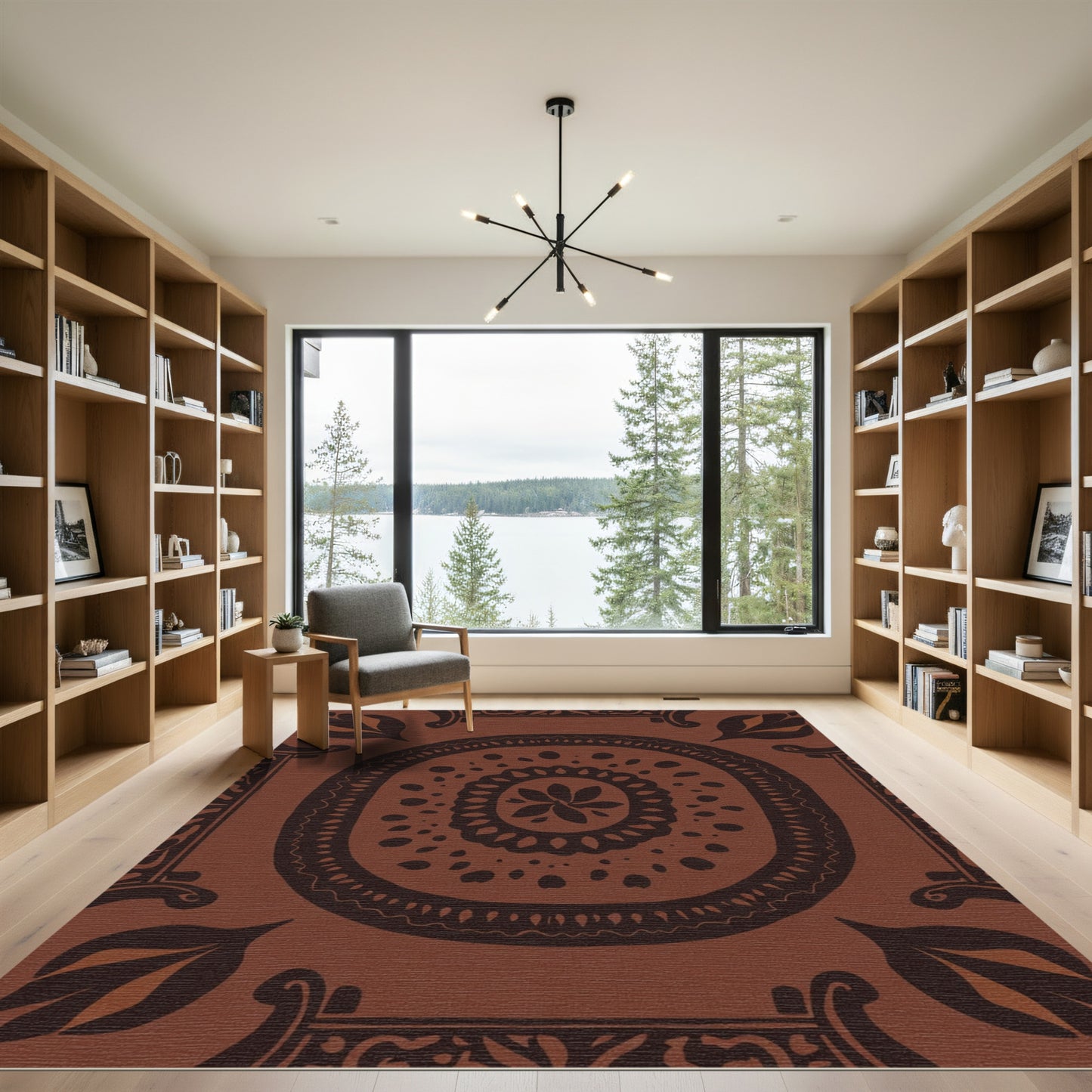 Chocolate Brown Medallion Floral Rug