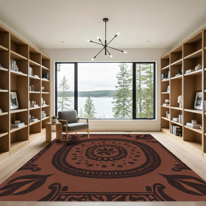 Chocolate Brown Medallion Floral Rug