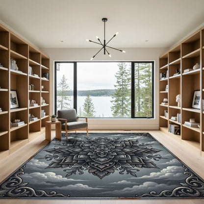 Ethereal Shadow Floral Mandala Medallion Rug