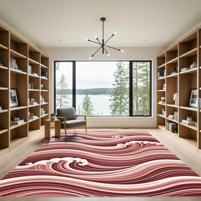 Crimson Waves Rug