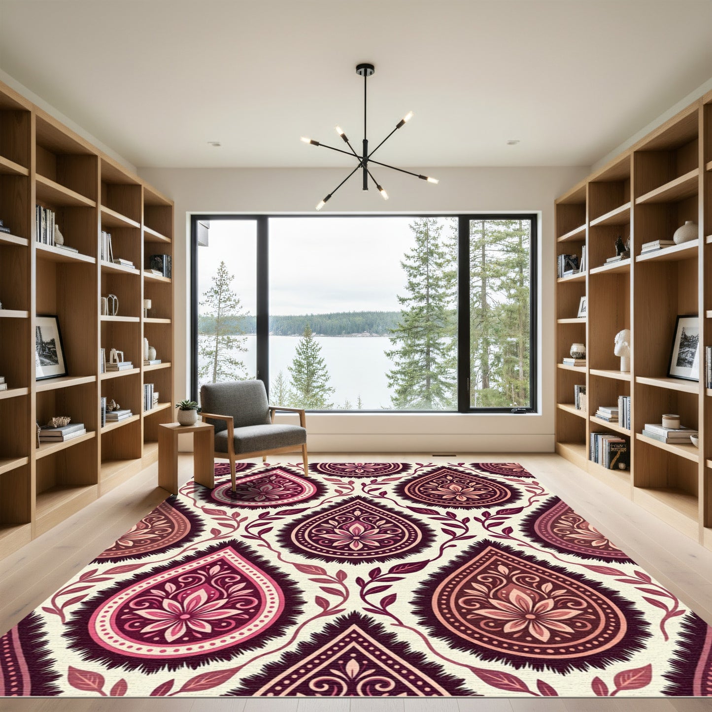 Crimson Floral Paisley Medallion Rug
