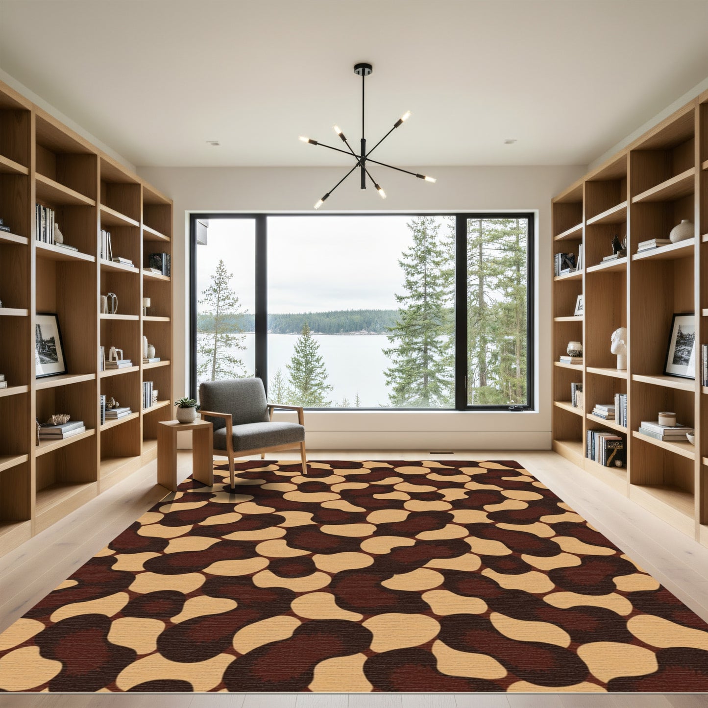Brown Tan Abstract Spots Rug